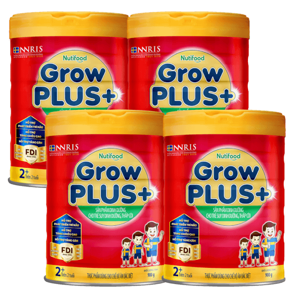 Combo 4 Sữa GrowPlus+ Đỏ 2+ tuổi, 900g