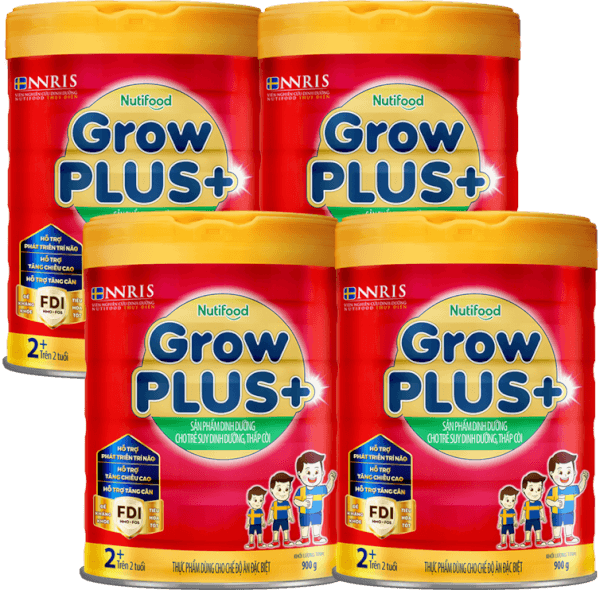 Combo 4 Sữa GrowPlus+ Đỏ 2+ tuổi, 900g