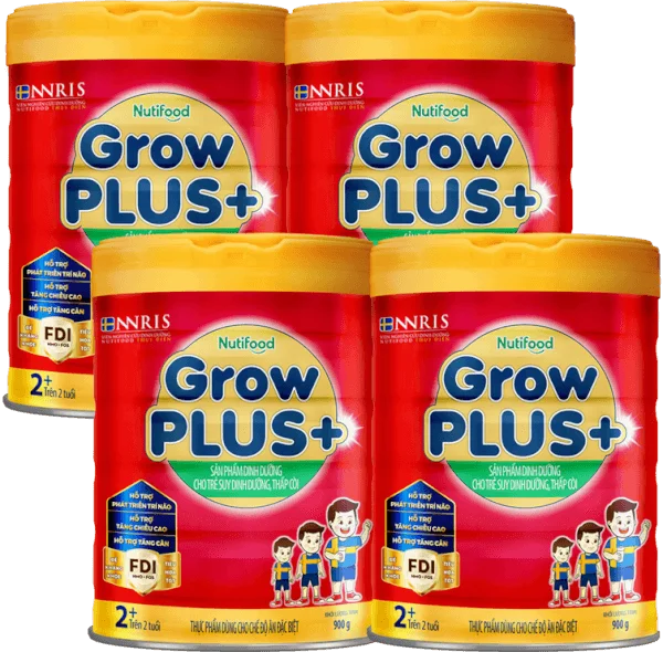 Combo 4 Sữa GrowPlus+ Đỏ 2+ tuổi, 900g