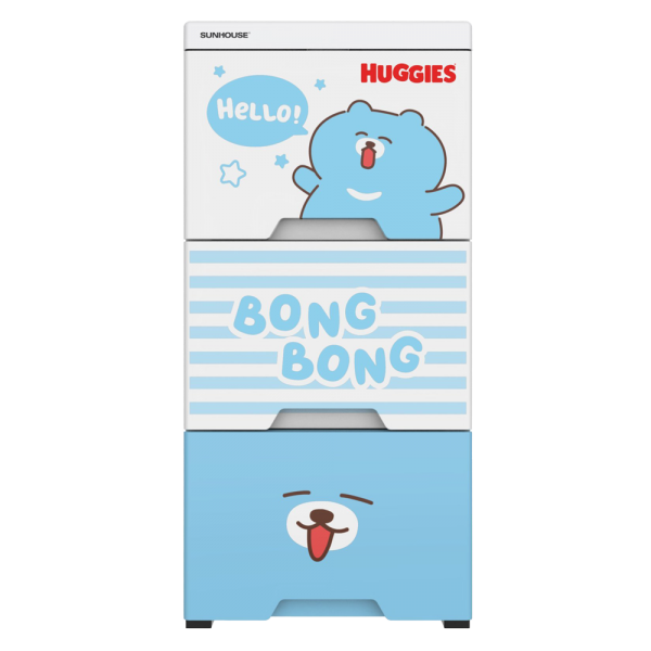 QT Huggies - Tủ nhựa sơ sinh 3 ngăn Happy Baby Sunhouse B