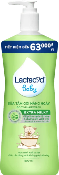 Sữa tắm gội trẻ em hàng ngày bảo vệ và nuôi dưỡng da và tóc bé Lactacyd STG Extra Milky 800ml (Giao mẫu ngẫu nhiên)