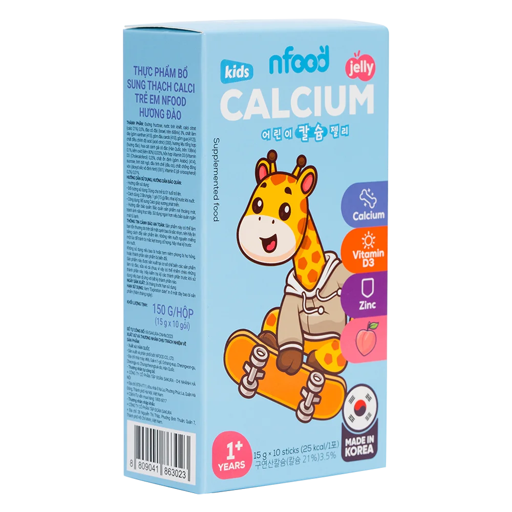 Combo 2 Thực phẩm bổ sung thạch Calci trẻ em NFood hương đào