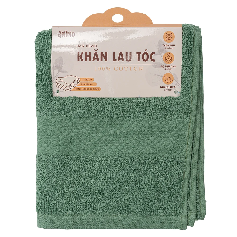 Khăn lau tóc Cotton Animo T2408_PP004 (34x80cm) - Giao màu ngẫu nhiên