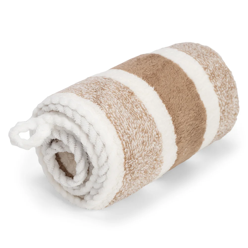 Khăn lau tóc Microfiber ST Poemy (35x75cm,Nâu sọc to)