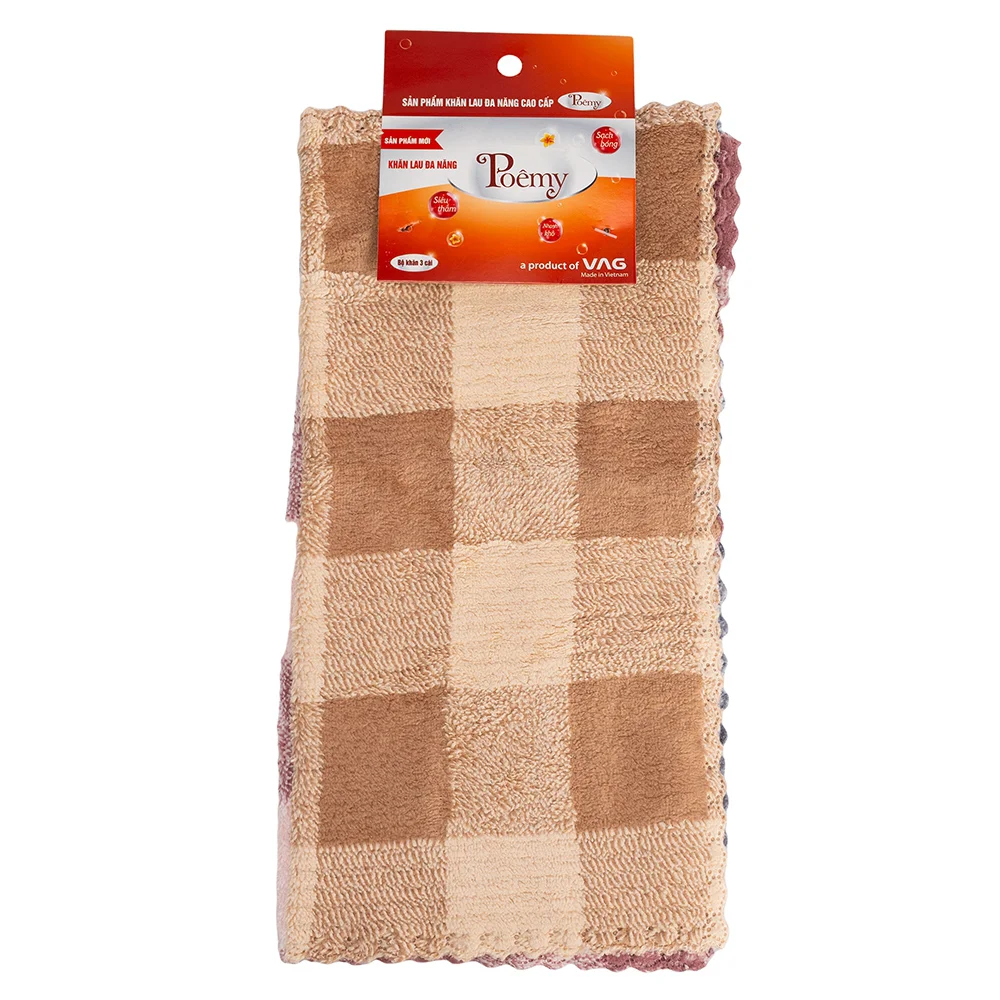 Combo 2 set 3 khăn đa năng Microfiber Poemy (30x30cm, Nhiều màu)