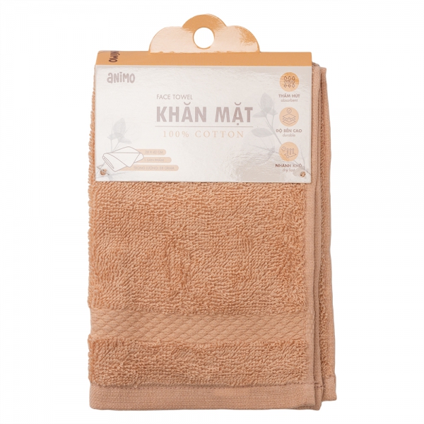 Khăn mặt Cotton Animo T2408_PP003 ( 28x42cm,Be nhạt)