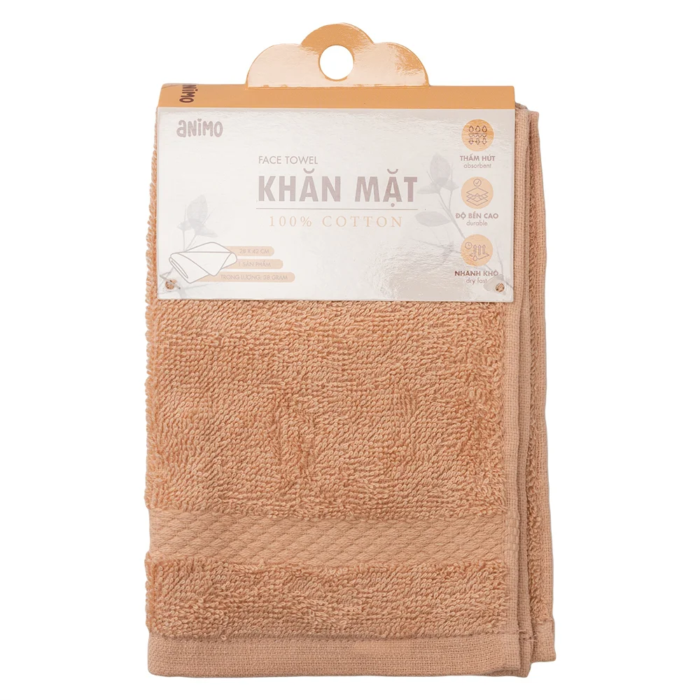 Khăn mặt Cotton Animo T2408_PP003 ( 28x42cm,Be nhạt)