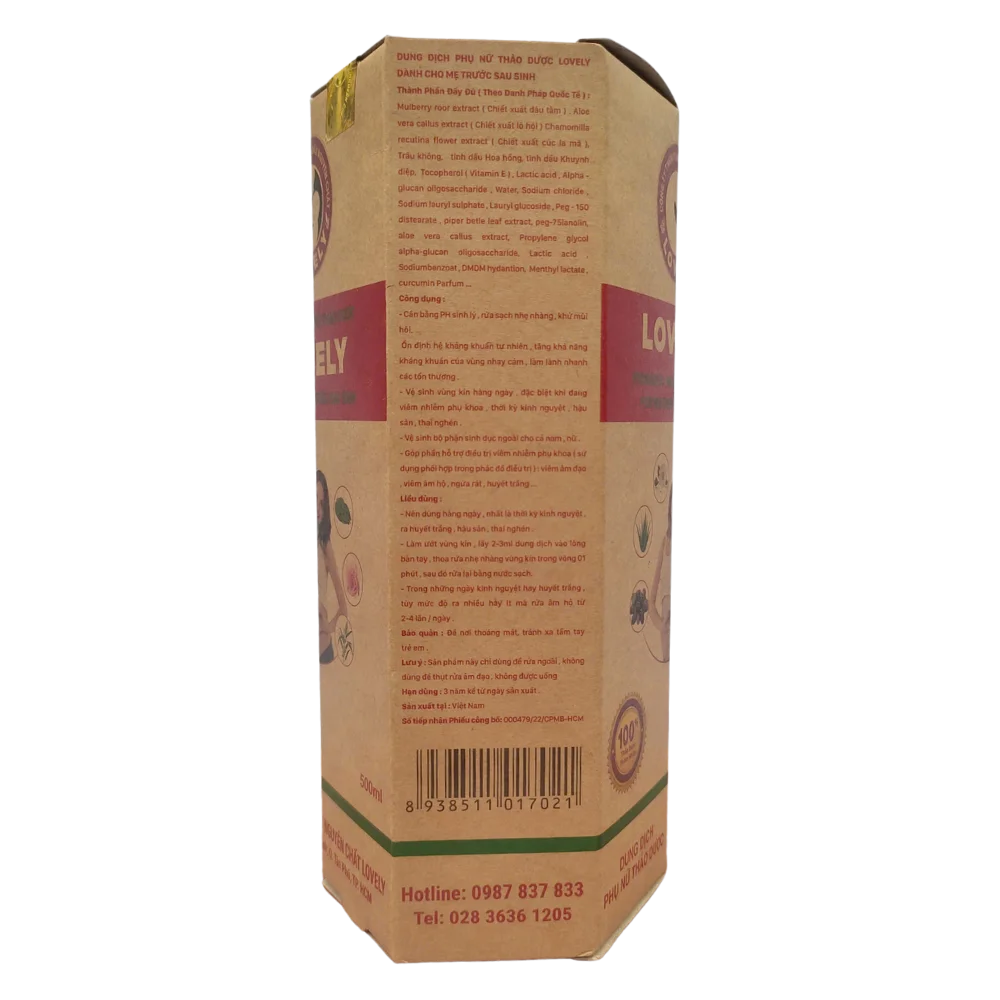 Dung dịch phụ nữ thảo dược Lovely - Dành cho mẹ trước và sau sinh 500ml