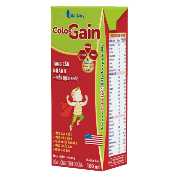 Sữa uống dinh dưỡng Colos Gain 180ml, lốc 4 hộp (trên 1 tuổi)