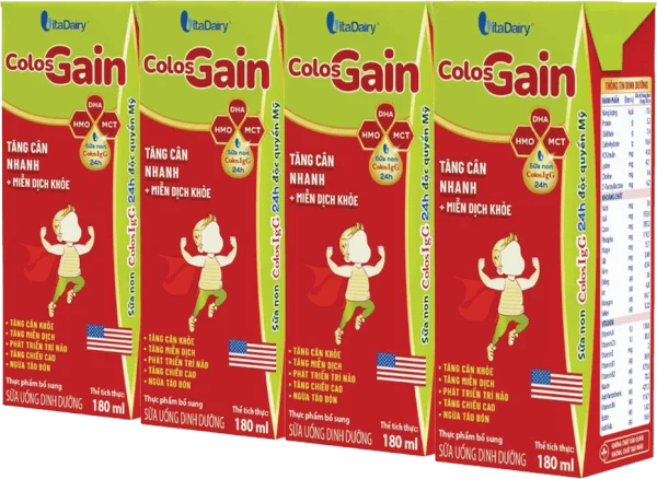Sữa uống dinh dưỡng Colos Gain 180ml, lốc 4 hộp (trên 1 tuổi)