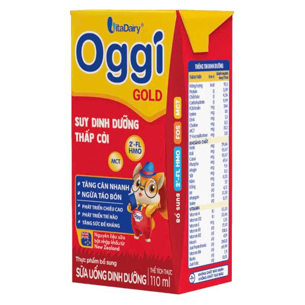 Sữa uống dinh dưỡng Oggi Gold 110ml, lốc 4 hộp (trên 1 tuổi)