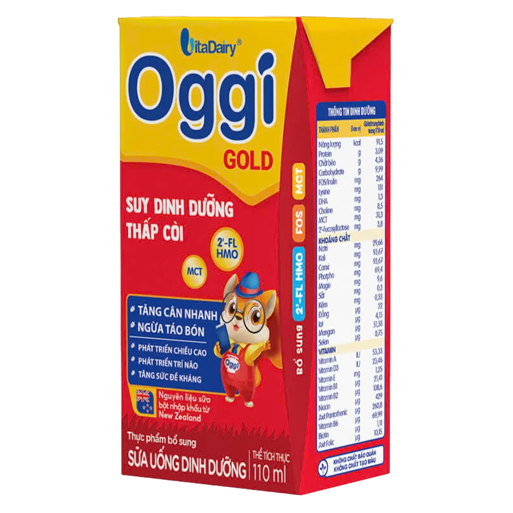 Combo 2 thùng Sữa uống dinh dưỡng Oggi Gold 110ml, lốc 4 hộp (trên 1 tuổi)