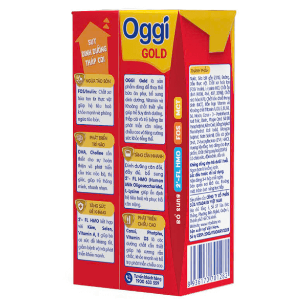 Sữa uống dinh dưỡng Oggi Gold 110ml, lốc 4 hộp (trên 1 tuổi)