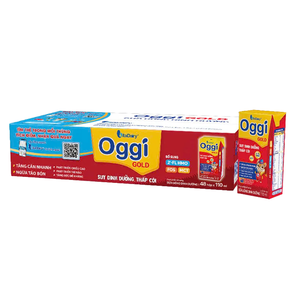 Combo 2 thùng Sữa uống dinh dưỡng Oggi Gold 110ml, lốc 4 hộp (trên 1 tuổi)