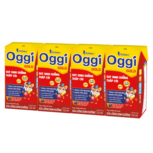 Sữa uống dinh dưỡng Oggi Gold 110ml, lốc 4 hộp (trên 1 tuổi)