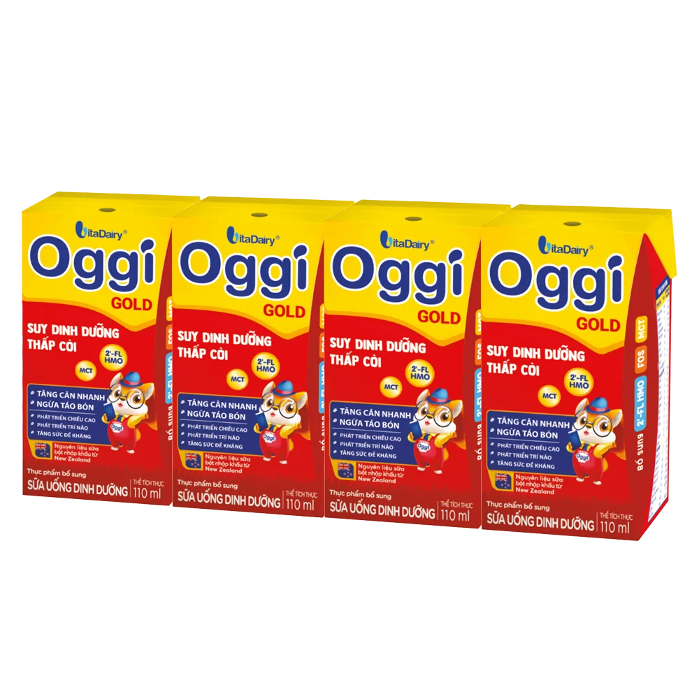 Combo 2 thùng Sữa uống dinh dưỡng Oggi Gold 110ml, lốc 4 hộp (trên 1 tuổi)