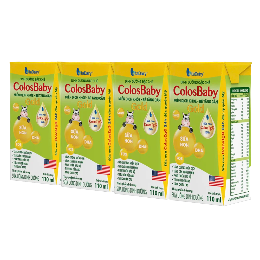 Sữa uống dinh dưỡng Colosbaby 110ml, lốc 4 hộp (trên 1 tuổi) (giao bao bì ngẫu nhiên)