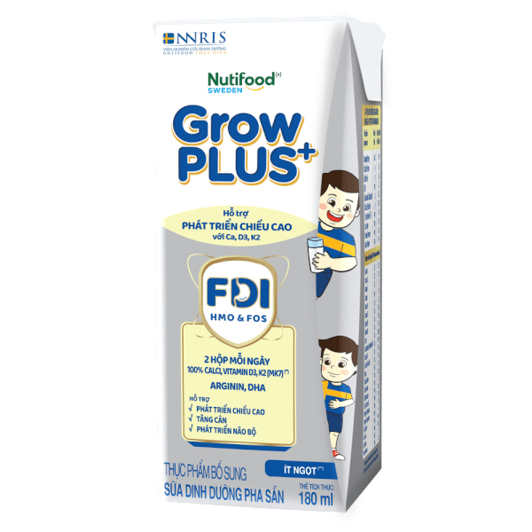 Sữa dinh dưỡng pha sẵn GrowPLUS+ (Bạc) 180ml, lốc 4 hộp (Từ 1 tuổi)