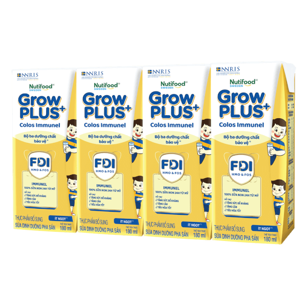 Combo 6 lốc Sữa GrowPLUS+ Colos Immunel 180ml, lốc 4 hộp (Trên 1 tuổi)