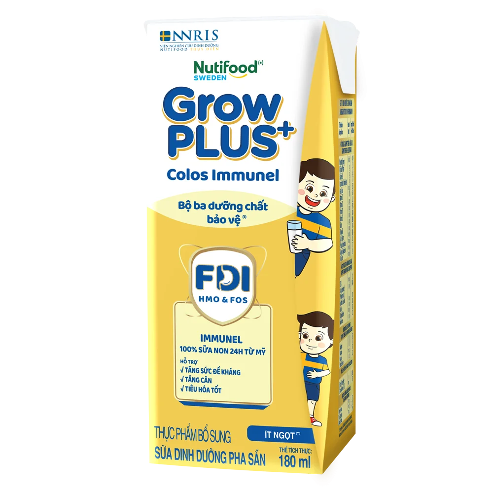 Thùng Sữa dinh dưỡng pha sẵn GrowPLUS+ Colos Immunel 180ml, lốc 4 hộp (Từ 1 tuổi)