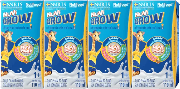 Sữa dinh dưỡng pha sẵn Nuvi Grow 1+ 110ml, lốc 4 hộp (Từ 1 tuổi)