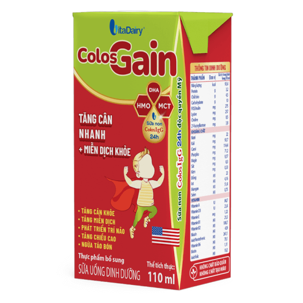 Sữa uống dinh dưỡng Colos Gain 110ml, lốc 4 hộp (trên 1 tuổi)