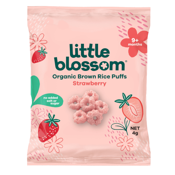 BÁNH PUFFS GẠO LỨT HỮU CƠ LITTLE BLOSSOM VỊ DÂU 4G