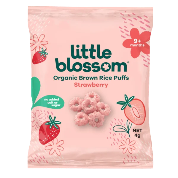 BÁNH PUFFS GẠO LỨT HỮU CƠ LITTLE BLOSSOM VỊ DÂU 4G