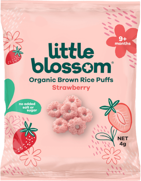 BÁNH PUFFS GẠO LỨT HỮU CƠ LITTLE BLOSSOM VỊ DÂU 4G