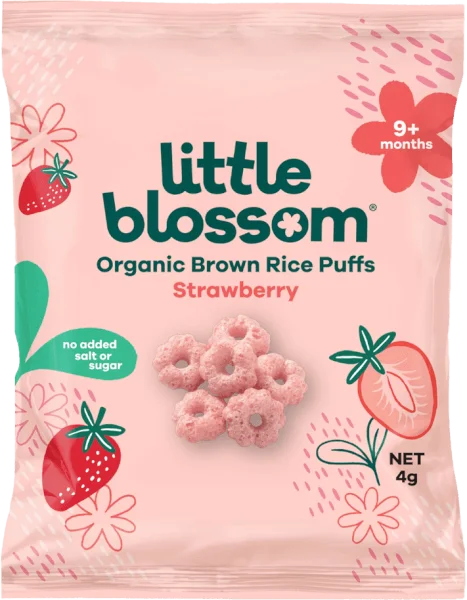 BÁNH PUFFS GẠO LỨT HỮU CƠ LITTLE BLOSSOM VỊ DÂU 4G
