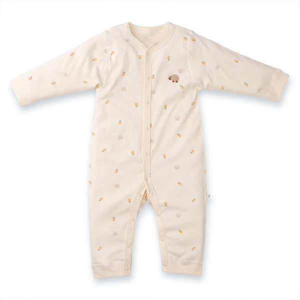 Bodysuit đông vải mỏng Animo MN0924043 (0-12M,Kem)