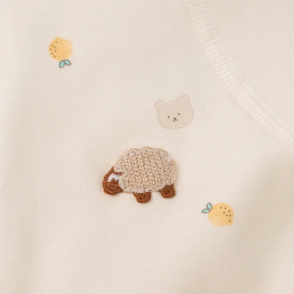 Bodysuit đông vải mỏng Animo MN0924043 (0-12M,Kem)