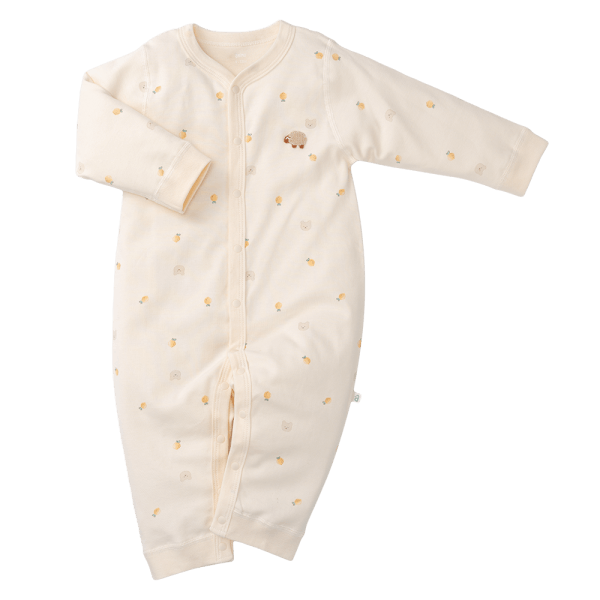 Bodysuit đông vải mỏng Animo MN0924043 (0-12M,Kem)