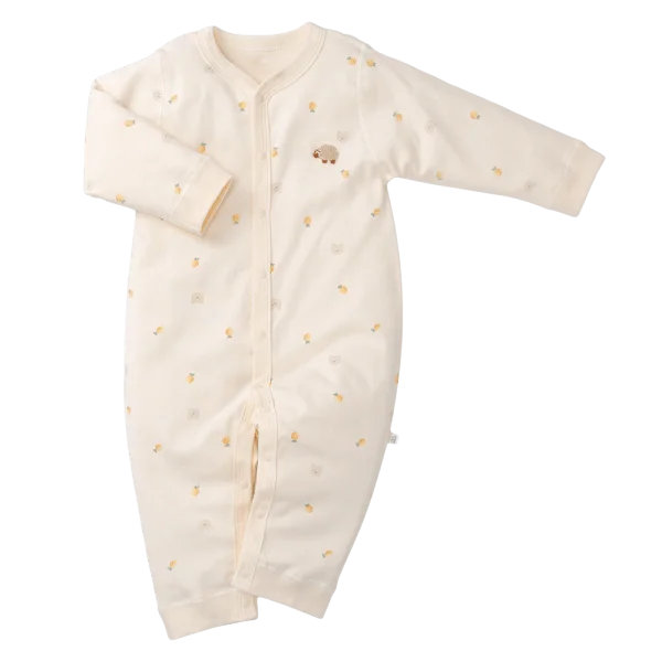 Bodysuit đông vải mỏng Animo MN0924043 (0-12M,Kem)