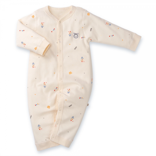 Bodysuit đông vải mỏng Animo MN0924042 (0-12M,Kem)