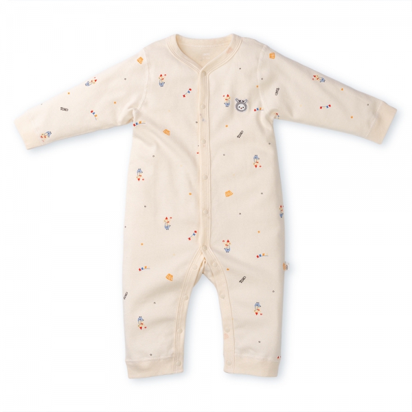 Bodysuit đông vải mỏng Animo MN0924042 (0-12M,Kem)