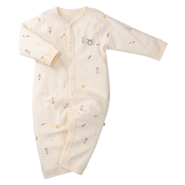 Bodysuit đông vải mỏng Animo MN0924042 (0-12M,Kem)