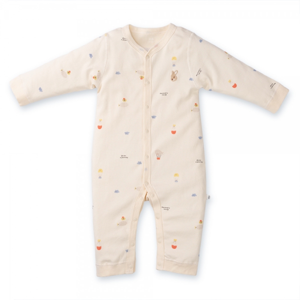 Bodysuit đông vải mỏng Animo MN0924040 (0-12M,Kem)