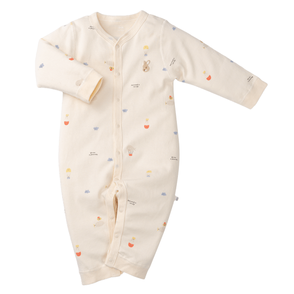 Bodysuit đông vải mỏng Animo MN0924040 (0-12M,Kem)