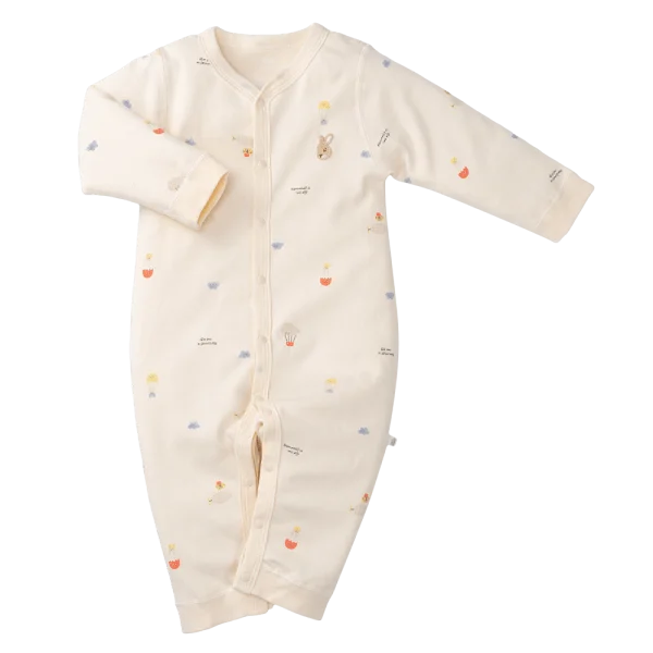 Bodysuit đông vải mỏng Animo MN0924040 (0-12M,Kem)