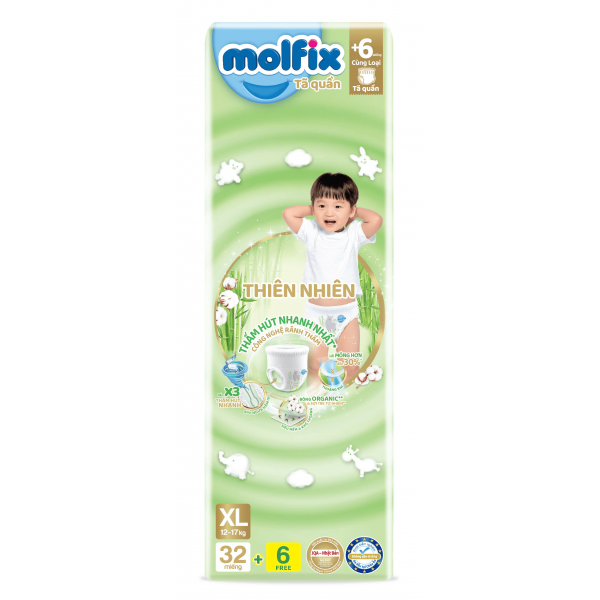 QT Molfix - Bỉm tã quần Molfix thiên nhiên Jumbo size XL