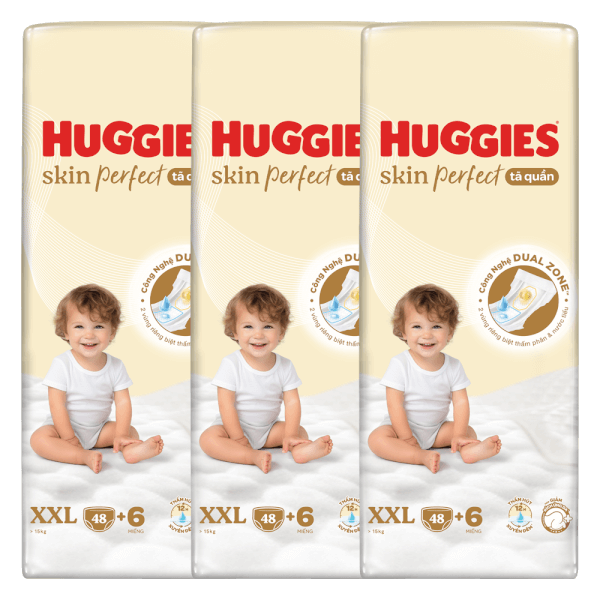 Combo 3 Tã quần Huggies SkinPerfect Pants (XXL, >15kg, 48+6 miếng)