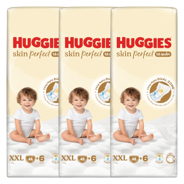 Combo 3 Tã quần Huggies SkinPerfect Pants (XXL, >15kg, 48+6 miếng)