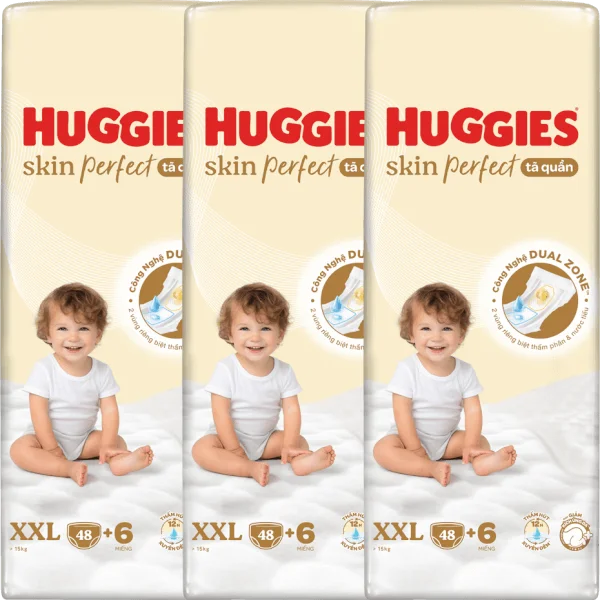 Combo 3 Tã quần Huggies SkinPerfect Pants (XXL, >15kg, 48+6 miếng)