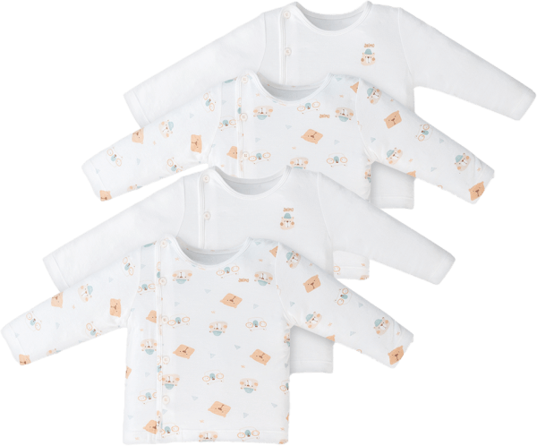 Combo 2 Set 2 áo sơ sinh cài chéo tay dài Animo Easy KV0724004 (3-6M,Trắng-HT Gấu)