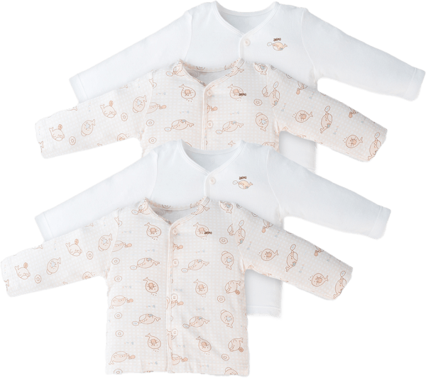 Combo 2 Set 2 áo sơ sinh cài giữa tay dài Animo Easy KV0724003 (0-3M,Trắng-HT Cá)