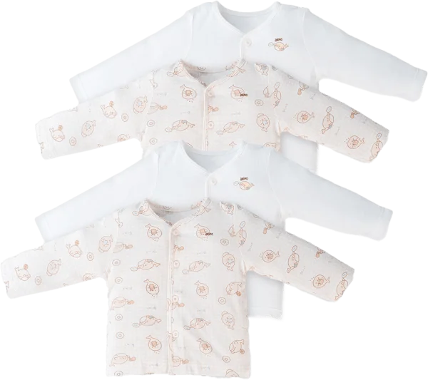 Combo 2 Set 2 áo sơ sinh cài giữa tay dài Animo Easy KV0724003 (0-3M,Trắng-HT Cá)