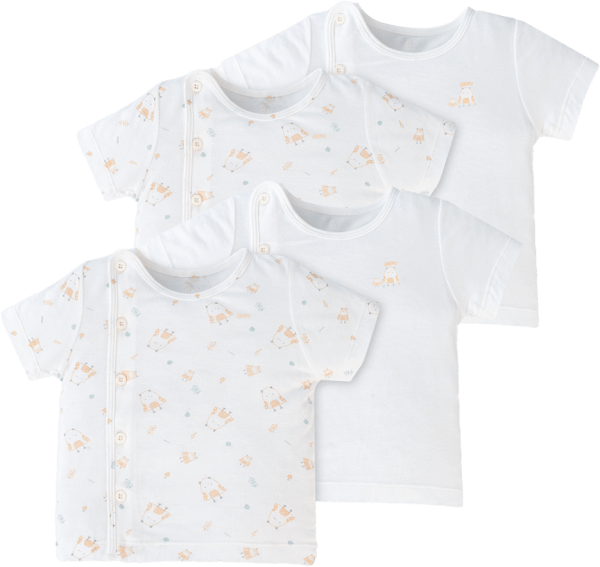 Set 2 áo sơ sinh cài chéo tay ngắn Animo Easy KV0724002 (3-6M,Trắng-HT Chim non)