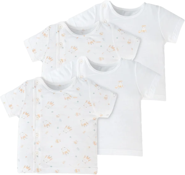 Combo 2 Set 2 áo sơ sinh cài chéo tay ngắn Animo Easy KV0724002 (6-9M,Trắng-HT Chim non)