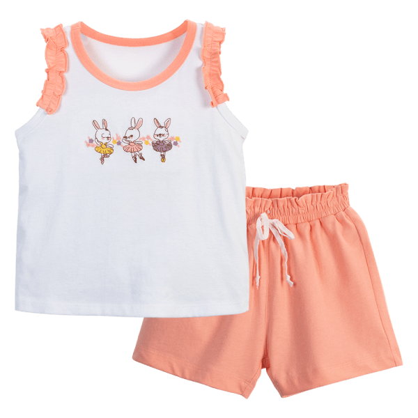 Bộ bé gái ngắn Animo TQ0824009 (9M-4Y,Trắng phối hồng)